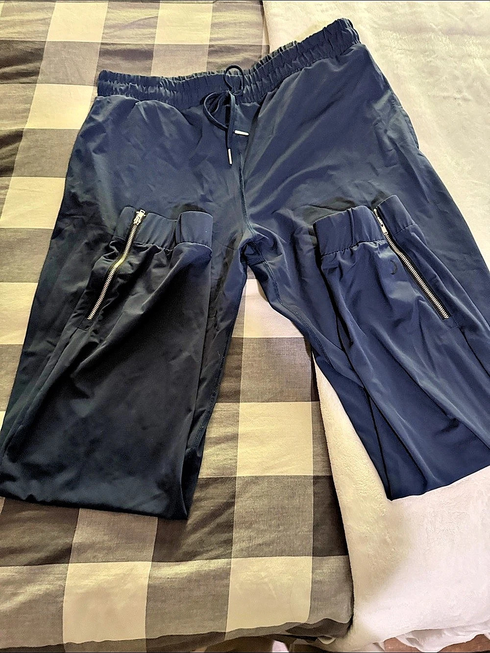 Zyia Active Everywhere Zipper Jogger Track Pants Blue Large